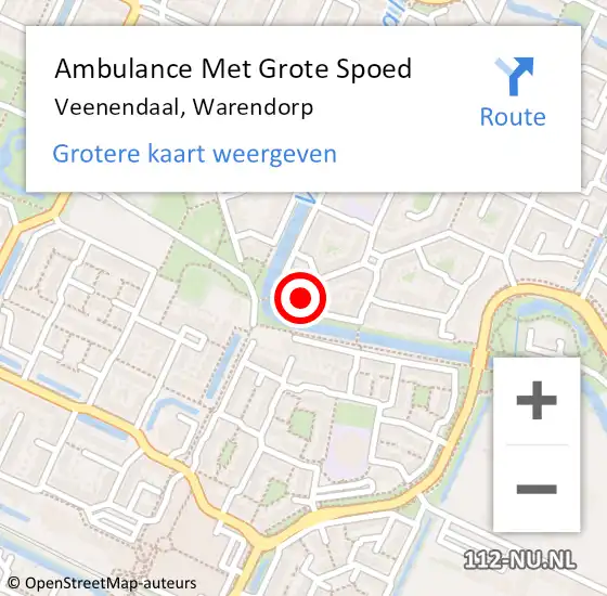 Locatie op kaart van de 112 melding: Ambulance Met Grote Spoed Naar Veenendaal, Warendorp op 14 juli 2016 19:27