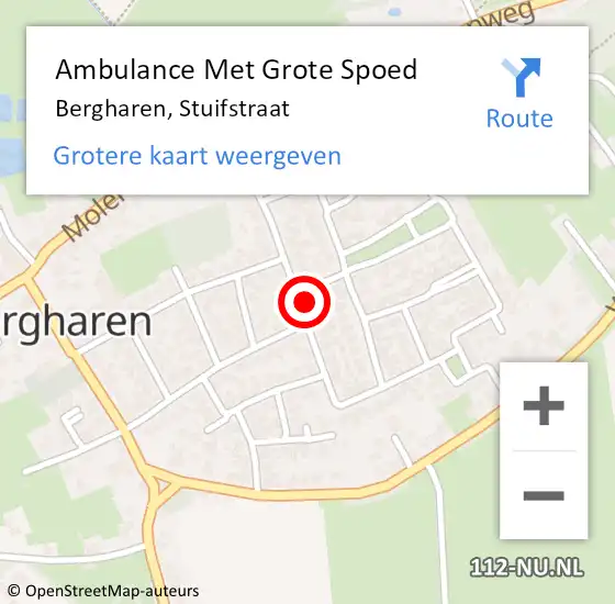 Locatie op kaart van de 112 melding: Ambulance Met Grote Spoed Naar Bergharen, Stuifstraat op 14 juli 2016 20:21