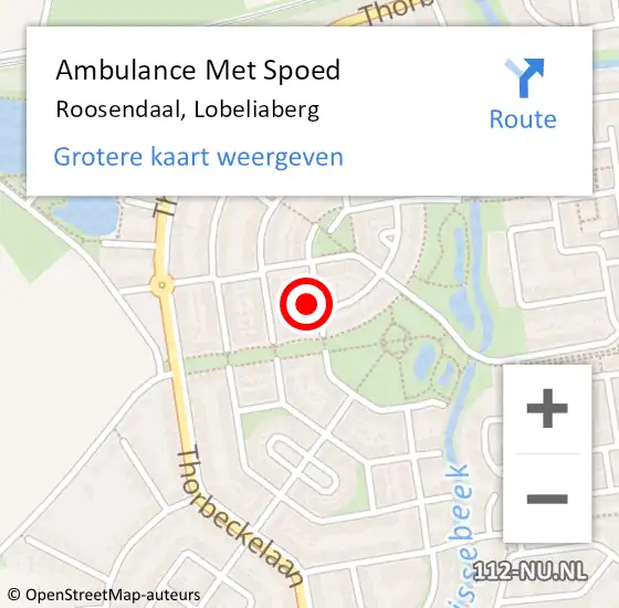 Locatie op kaart van de 112 melding: Ambulance Met Spoed Naar Roosendaal, Lobeliaberg op 14 juli 2016 20:34