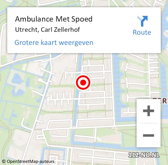 Locatie op kaart van de 112 melding: Ambulance Met Spoed Naar Utrecht, Carl Zellerhof op 21 december 2013 07:59