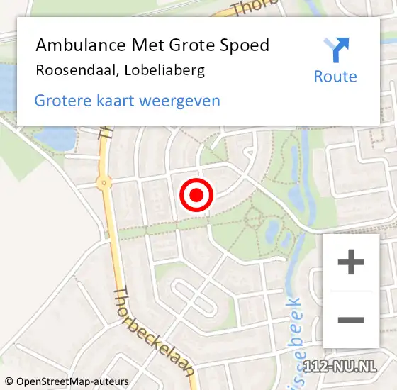 Locatie op kaart van de 112 melding: Ambulance Met Grote Spoed Naar Roosendaal, Lobeliaberg op 14 juli 2016 20:53