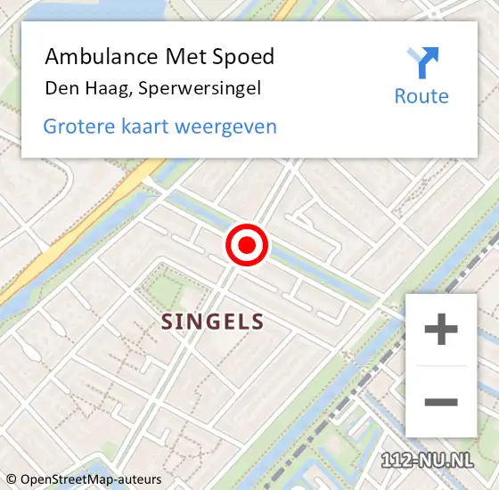 Locatie op kaart van de 112 melding: Ambulance Met Spoed Naar Den Haag, Sperwersingel op 14 juli 2016 22:21