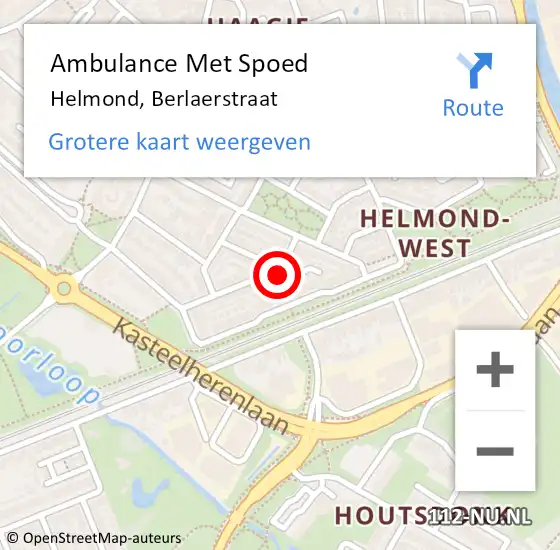 Locatie op kaart van de 112 melding: Ambulance Met Spoed Naar Helmond, Berlaerstraat op 15 juli 2016 04:47