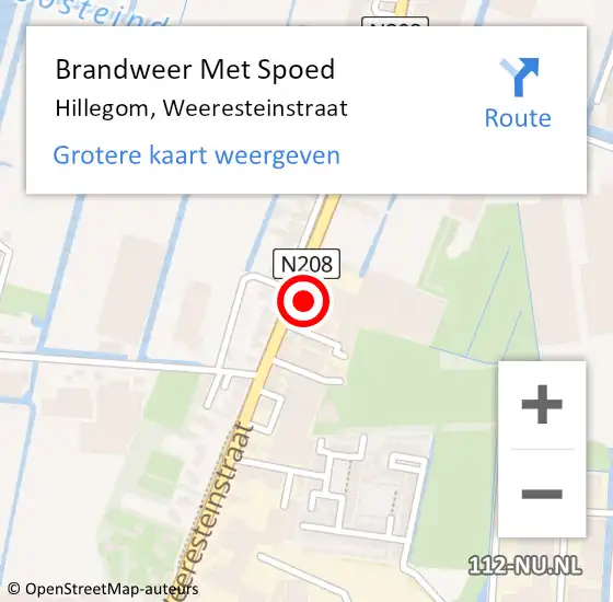 Locatie op kaart van de 112 melding: Brandweer Met Spoed Naar Hillegom, Weeresteinstraat op 15 juli 2016 05:54