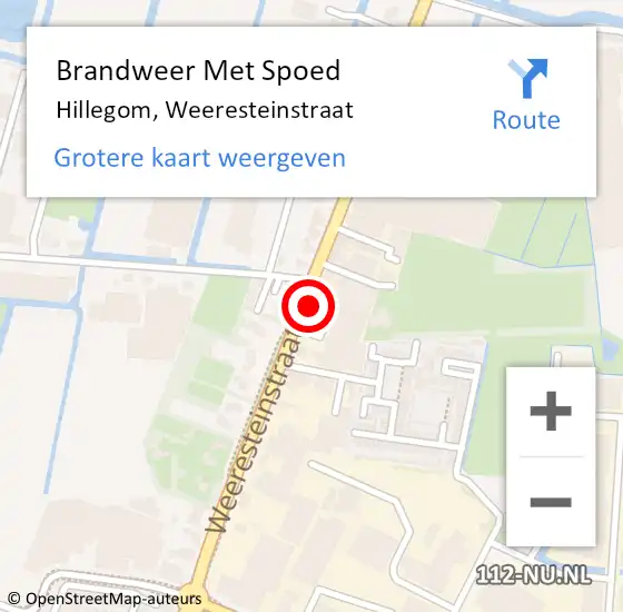 Locatie op kaart van de 112 melding: Brandweer Met Spoed Naar Hillegom, Weeresteinstraat op 15 juli 2016 05:55