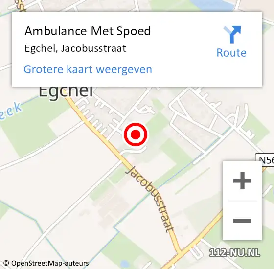 Locatie op kaart van de 112 melding: Ambulance Met Spoed Naar Egchel, Jacobusstraat op 16 september 2013 18:38