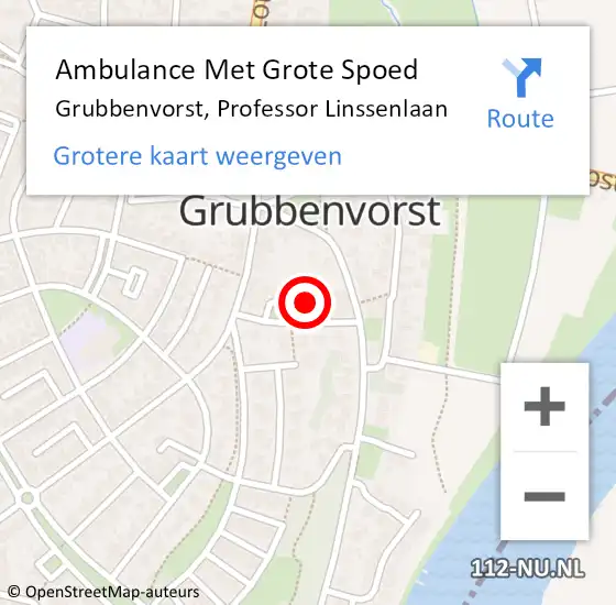 Locatie op kaart van de 112 melding: Ambulance Met Grote Spoed Naar Grubbenvorst, Professor Linssenlaan op 21 december 2013 08:38