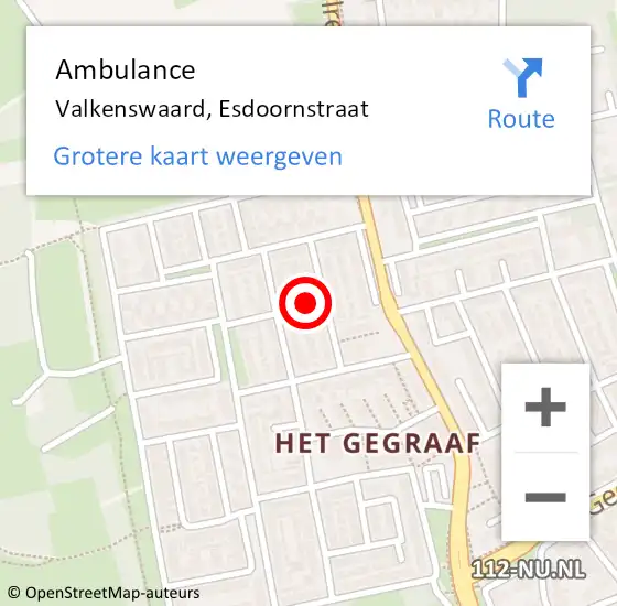 Locatie op kaart van de 112 melding: Ambulance Valkenswaard, Esdoornstraat op 15 juli 2016 08:04