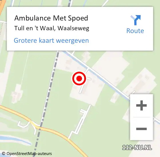 Locatie op kaart van de 112 melding: Ambulance Met Spoed Naar Tull en 't Waal, Waalseweg op 15 juli 2016 08:28