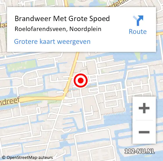 Locatie op kaart van de 112 melding: Brandweer Met Grote Spoed Naar Roelofarendsveen, Noordplein op 15 juli 2016 09:16