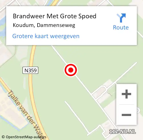 Locatie op kaart van de 112 melding: Brandweer Met Grote Spoed Naar Koudum, Dammenseweg op 15 juli 2016 09:28