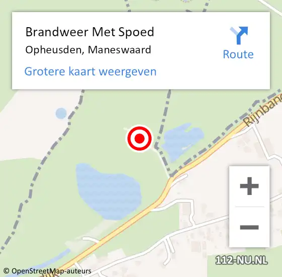 Locatie op kaart van de 112 melding: Brandweer Met Spoed Naar Opheusden, Maneswaard op 15 juli 2016 10:16