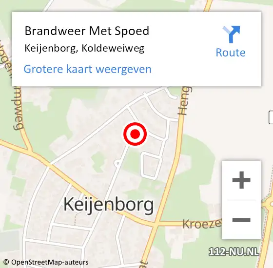 Locatie op kaart van de 112 melding: Brandweer Met Spoed Naar Keijenborg, Koldeweiweg op 15 juli 2016 11:36