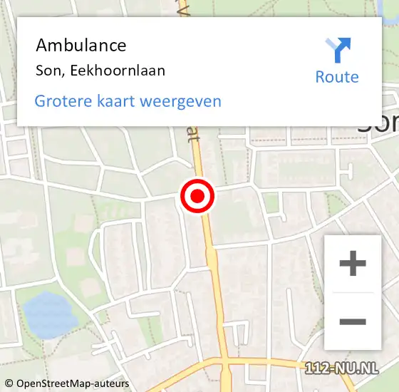 Locatie op kaart van de 112 melding: Ambulance Son, Eekhoornlaan op 15 juli 2016 11:41