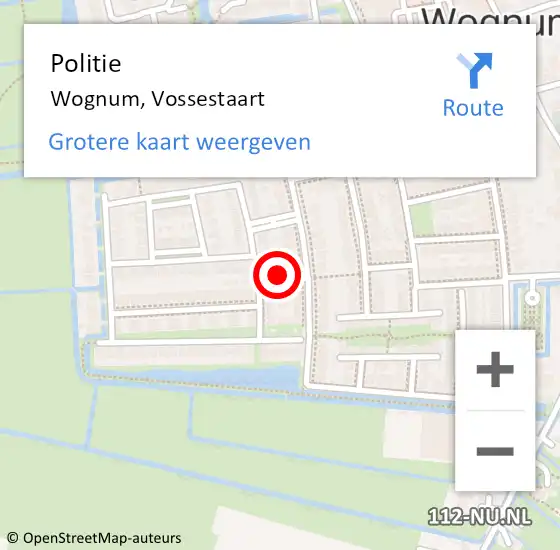 Locatie op kaart van de 112 melding: Politie Wognum, Vossestaart op 15 juli 2016 11:56