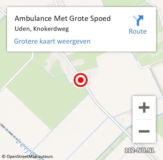 Locatie op kaart van de 112 melding: Ambulance Met Grote Spoed Naar Uden, Knokerdweg op 15 juli 2016 12:19