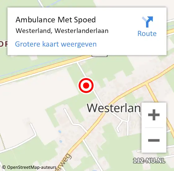Locatie op kaart van de 112 melding: Ambulance Met Spoed Naar Westerland, Westerlanderlaan op 15 juli 2016 12:42
