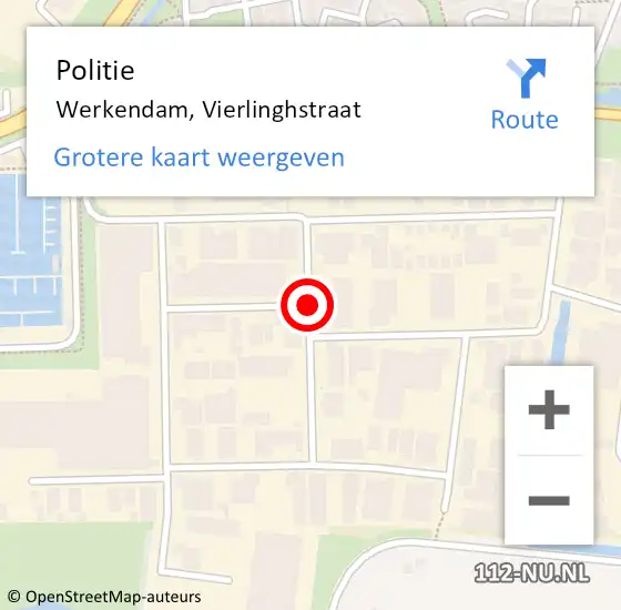 Locatie op kaart van de 112 melding: Politie Werkendam, Vierlinghstraat op 15 juli 2016 13:46