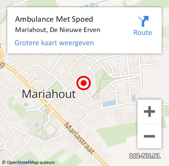 Locatie op kaart van de 112 melding: Ambulance Met Spoed Naar Mariahout, De Nieuwe Erven op 15 juli 2016 13:52