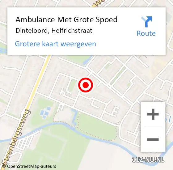 Locatie op kaart van de 112 melding: Ambulance Met Grote Spoed Naar Dinteloord, Helfrichstraat op 15 juli 2016 14:05