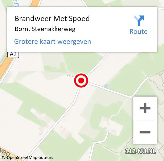 Locatie op kaart van de 112 melding: Brandweer Met Spoed Naar Born, Steenakkerweg op 15 juli 2016 14:24