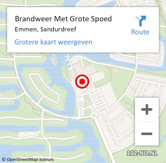 Locatie op kaart van de 112 melding: Brandweer Met Grote Spoed Naar Emmen, Sandurdreef op 15 juli 2016 14:32