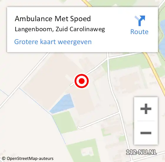 Locatie op kaart van de 112 melding: Ambulance Met Spoed Naar Langenboom, Zuid Carolinaweg op 15 juli 2016 14:50