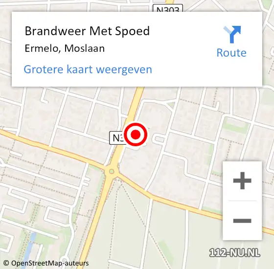 Locatie op kaart van de 112 melding: Brandweer Met Spoed Naar Ermelo, Moslaan op 15 juli 2016 15:01