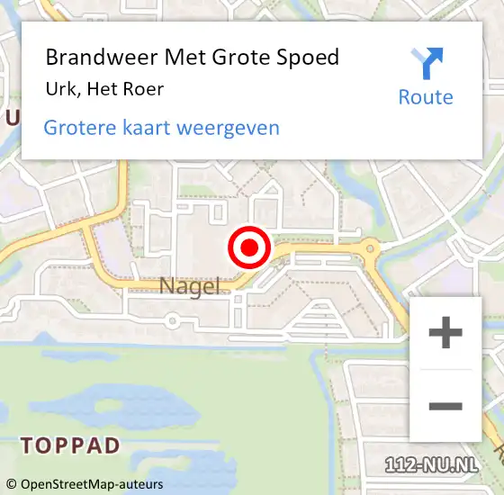 Locatie op kaart van de 112 melding: Brandweer Met Grote Spoed Naar Urk, Het Roer op 15 juli 2016 15:04