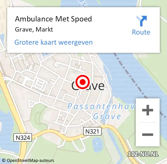 Locatie op kaart van de 112 melding: Ambulance Met Spoed Naar Grave, Markt op 15 juli 2016 15:12