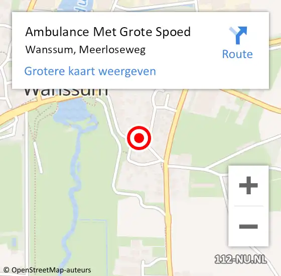 Locatie op kaart van de 112 melding: Ambulance Met Grote Spoed Naar Wanssum, Meerloseweg op 15 juli 2016 15:54