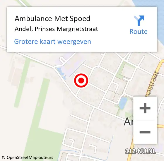 Locatie op kaart van de 112 melding: Ambulance Met Spoed Naar Andel, Prinses Margrietstraat op 15 juli 2016 16:25