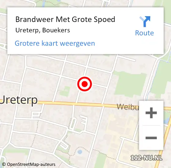 Locatie op kaart van de 112 melding: Brandweer Met Grote Spoed Naar Ureterp, Bouekers op 15 juli 2016 16:30