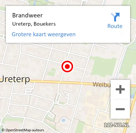 Locatie op kaart van de 112 melding: Brandweer Ureterp, Bouekers op 15 juli 2016 16:33