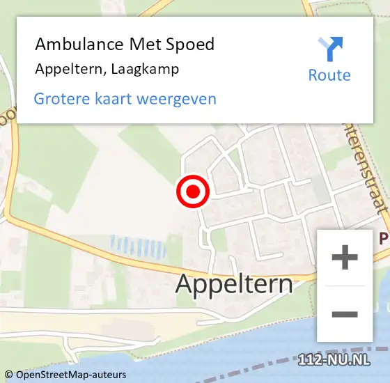 Locatie op kaart van de 112 melding: Ambulance Met Spoed Naar Appeltern, Laagkamp op 15 juli 2016 17:39