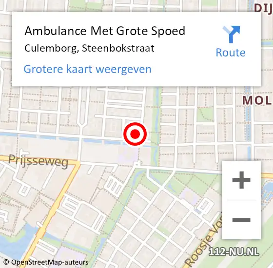 Locatie op kaart van de 112 melding: Ambulance Met Grote Spoed Naar Culemborg, Steenbokstraat op 21 december 2013 10:12