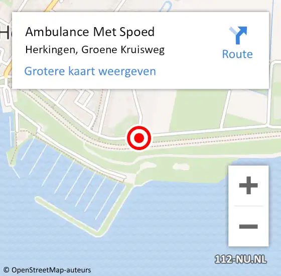 Locatie op kaart van de 112 melding: Ambulance Met Spoed Naar Herkingen, Groene Kruisweg op 15 juli 2016 19:22