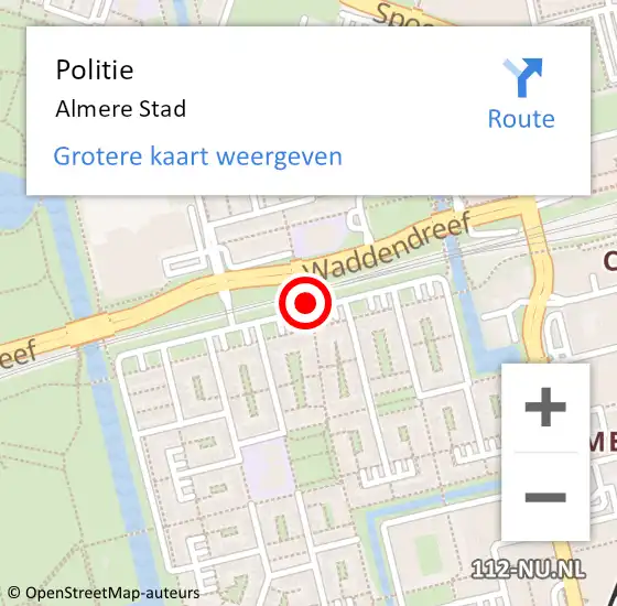 Locatie op kaart van de 112 melding: Politie Almere Stad op 15 juli 2016 20:06