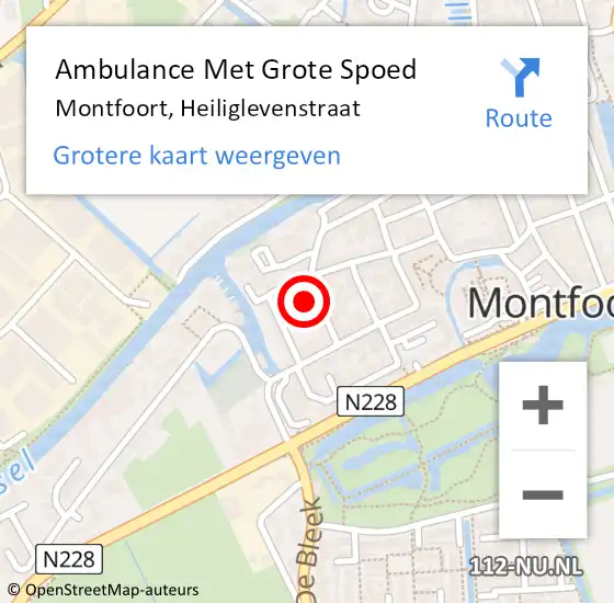 Locatie op kaart van de 112 melding: Ambulance Met Grote Spoed Naar Montfoort, Heiliglevenstraat op 15 juli 2016 20:35