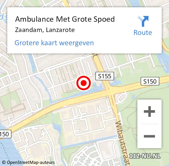 Locatie op kaart van de 112 melding: Ambulance Met Grote Spoed Naar Zaandam, Lanzarote op 15 juli 2016 22:01