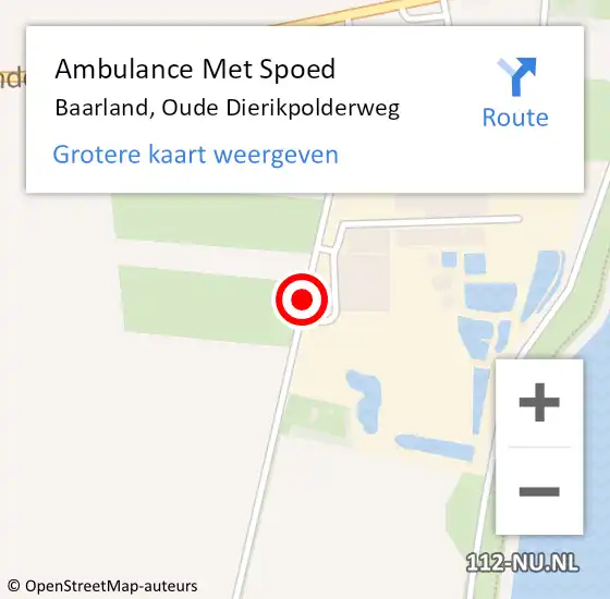 Locatie op kaart van de 112 melding: Ambulance Met Spoed Naar Baarland, Oude Dierikpolderweg op 15 juli 2016 22:17