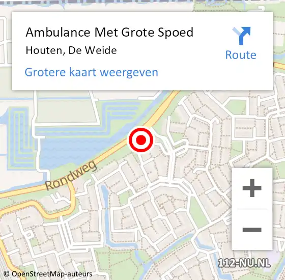 Locatie op kaart van de 112 melding: Ambulance Met Grote Spoed Naar Houten, De Weide op 15 juli 2016 22:18