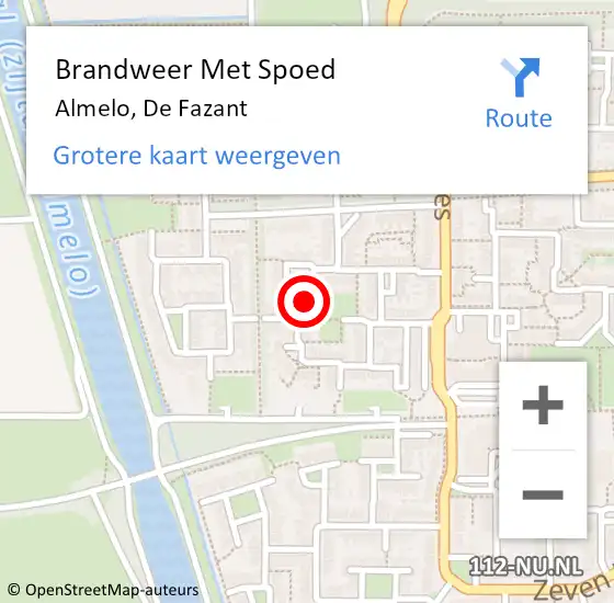 Locatie op kaart van de 112 melding: Brandweer Met Spoed Naar Almelo, De Fazant op 15 juli 2016 22:26