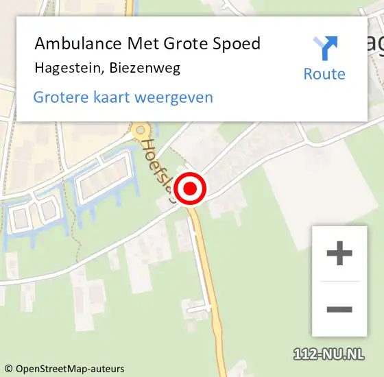 Locatie op kaart van de 112 melding: Ambulance Met Grote Spoed Naar Hagestein, Biezenweg op 15 juli 2016 23:17