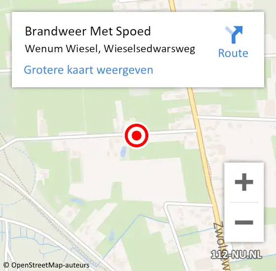 Locatie op kaart van de 112 melding: Brandweer Met Spoed Naar Wenum Wiesel, Wieselsedwarsweg op 15 juli 2016 23:39