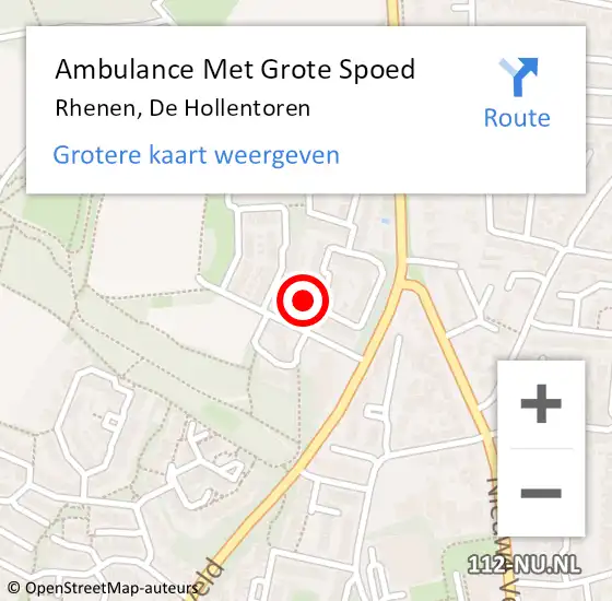 Locatie op kaart van de 112 melding: Ambulance Met Grote Spoed Naar Rhenen, De Hollentoren op 15 juli 2016 23:41