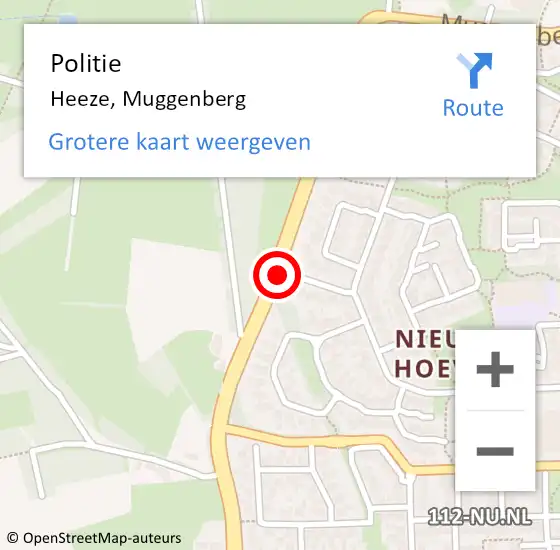 Locatie op kaart van de 112 melding: Politie Heeze, Muggenberg op 15 juli 2016 23:52