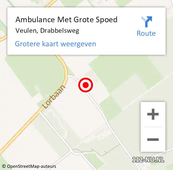 Locatie op kaart van de 112 melding: Ambulance Met Grote Spoed Naar Veulen, Drabbelsweg op 16 juli 2016 00:41