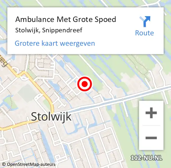 Locatie op kaart van de 112 melding: Ambulance Met Grote Spoed Naar Stolwijk, Snippendreef op 16 juli 2016 01:48