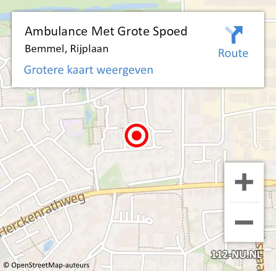 Locatie op kaart van de 112 melding: Ambulance Met Grote Spoed Naar Bemmel, Rijplaan op 16 juli 2016 01:52